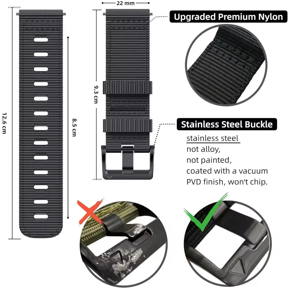 حزام ساعة من النايلون لـ Garmin Instinct/Instinct 2/Instinct 2X/Instinct 3 45mm 50mm، غريزة الشمسية، التكتيكية، المد، الرياضات الإلكترونية