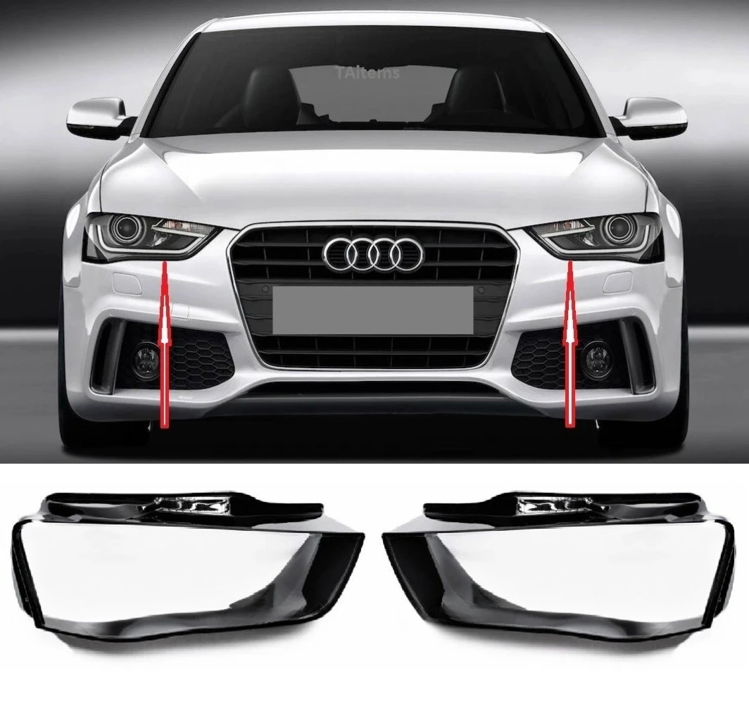 For Audi A4 B8 B8.5 2013 2014 2015 8K0941043 8K0941044 Headlight Lamp Cover Left Right Clear Car Headlight Light Lens Covers