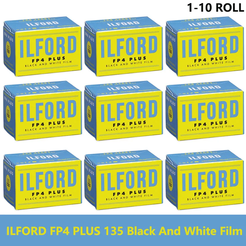 ILFORD FP4 PLUS 125  Black And White Film 1-10 Rolls 135 Vintage Edition For Kodak Fujifilm 135 Film Camera（Shelf life ：2028）