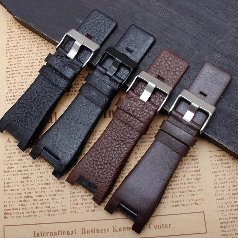 Genuine Leather Notch Watch Band for Diesel DZ1216 DZ1273 DZ4246 DZ4247 DZ287 Watch Bracelet Mens Watchband Wristwatches Strap