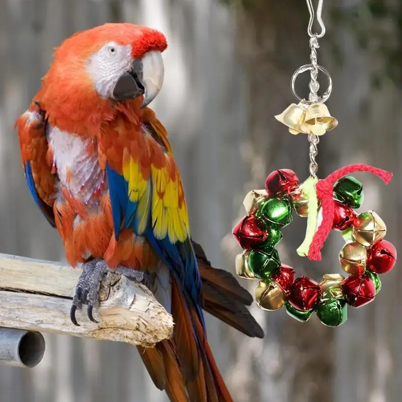 Christmas Theme Parrot Bell Toys Birds Chewing Hanging Cage Bite Accessories Parakeet Bell Play Parrot Toy Bell Ball