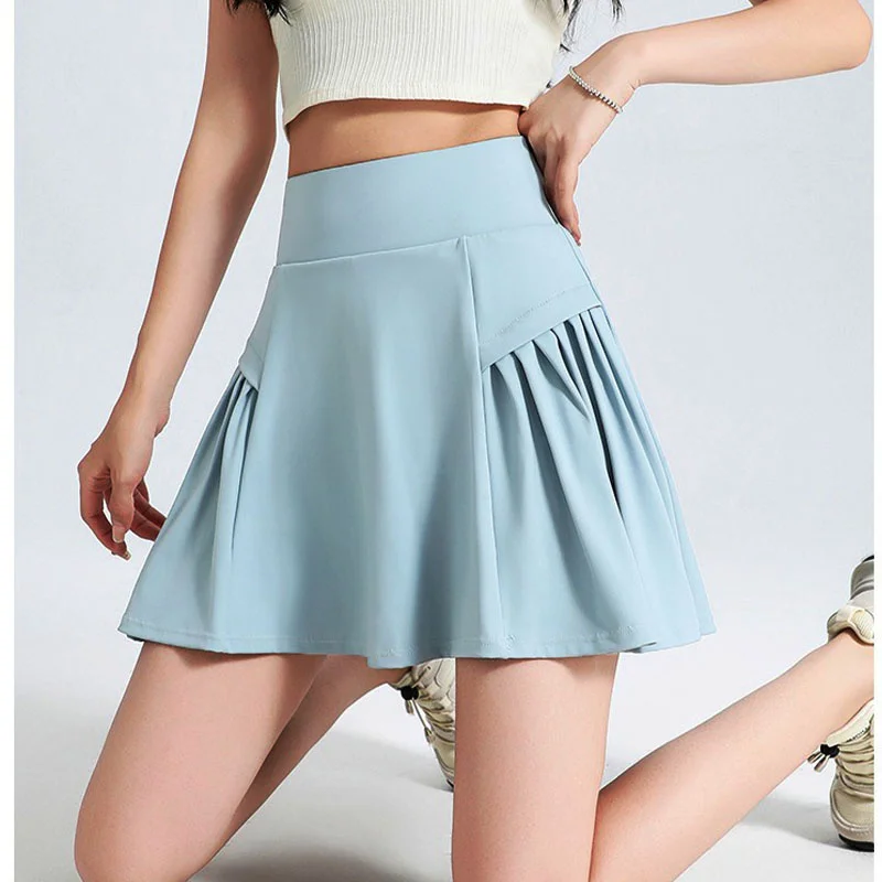 Aiithuug with Pockets Wide Waistband Tummy Control Tennis Skirt Sports Skort Running Skirts 2 in 1 Golf Skorts Super Stretchy