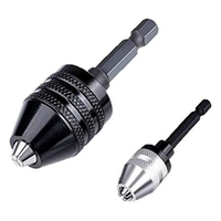 CYCLI-Drill Chuck Adapter-2Pcs Drill Chuck For Impact Driver,Drill Bit Adapter Keyless Chuck 1/4 Hex Shank (0.6-8Mm,0.3-3.6Mm)