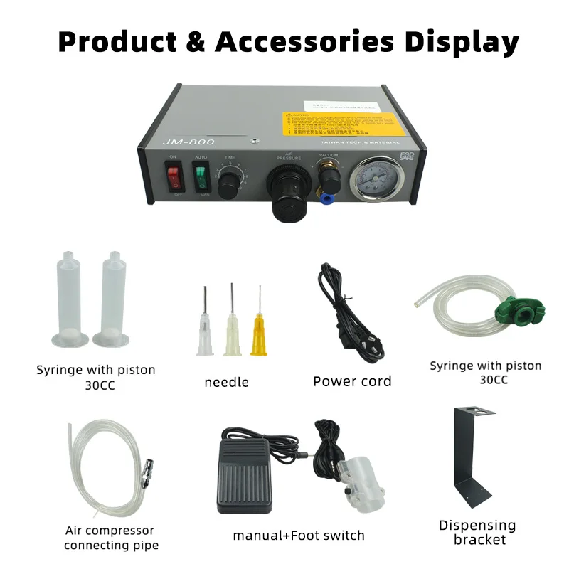 JM-800 220V Semi-Auto Dispensing Controller, High Precision Single Hole Dispenser for Solder Paste & Liquid Glue