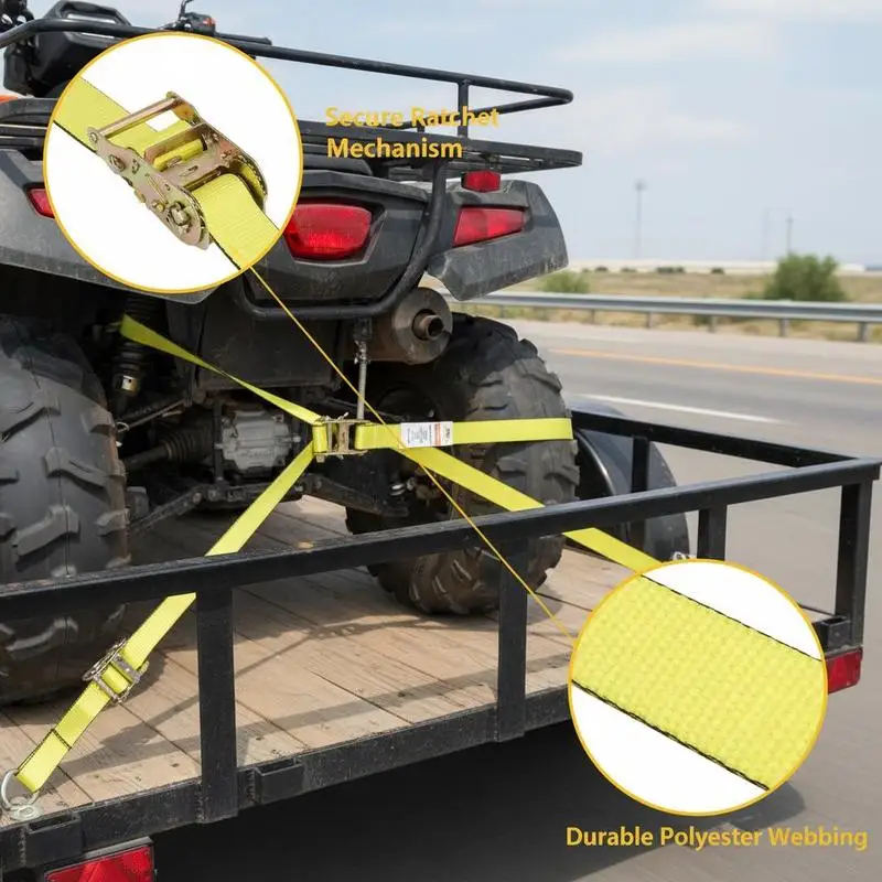 

Ratchet Tie Down Straps (8PK), 4400 lb Break Strength, E-Track Endless Ratchet with 8 Premium 2" x 15' Rachet Tie Downs Heavy Duty, for Moving Securing Cargo, Appliances, Lawn Equipment