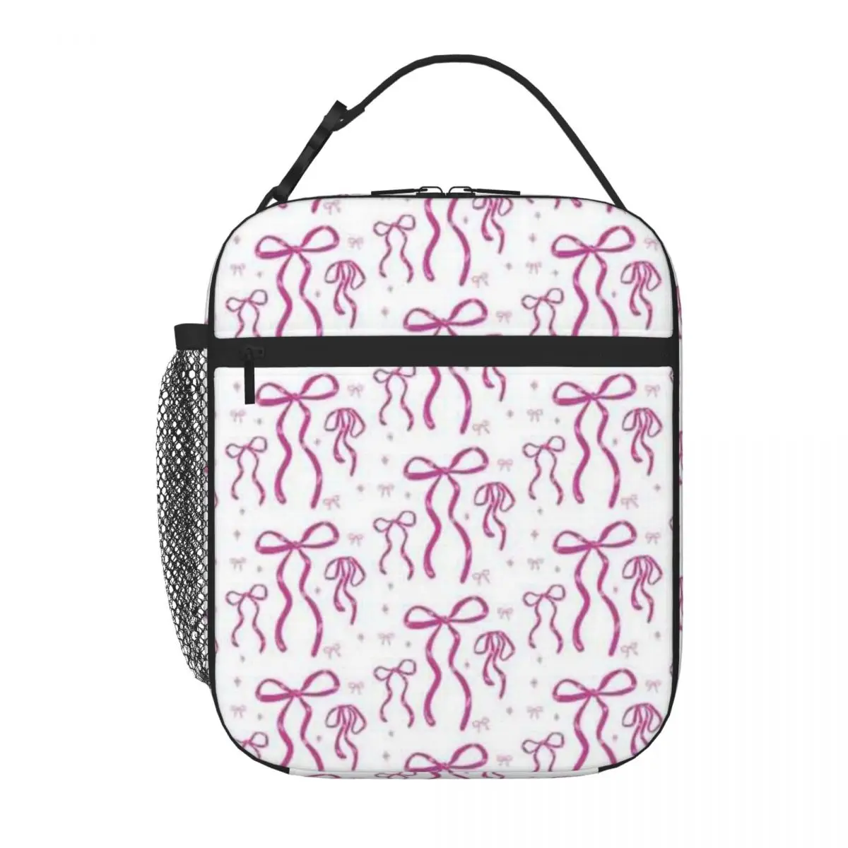 Bestselling Dark Pink Ballet Ribbon Foldable Design Lunch Box Bag Business Travel Meal Durable Lunch Bag