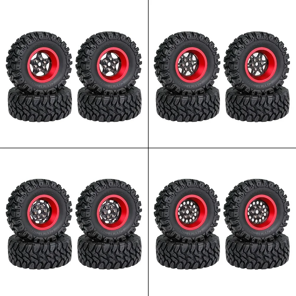 

4pcs 62mm 1.2" Carbon Fiber Beadlock Wheel Tire Set For 1/18 1/24 RC Crawler Car TRX4M SCX24 AX24 FCX24 Upgrade Parts
