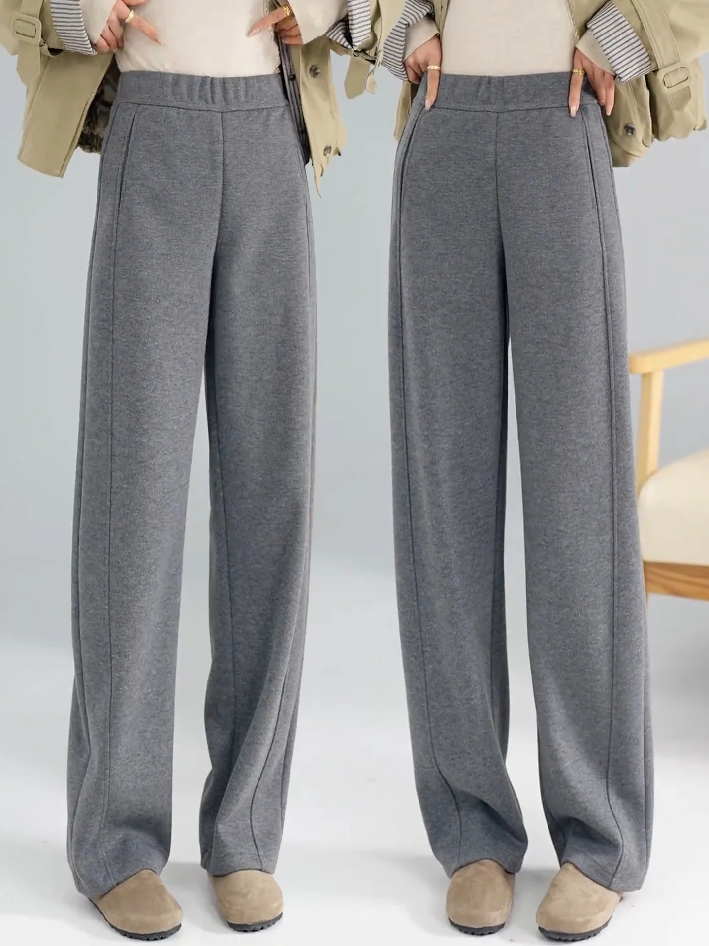

Женские спортивные брюки с высокой талией и широкими штанинами, осенне-зимние, новые, свободные, повседневные, на флисовой подкладке, из хлопка с эффектом шерсти