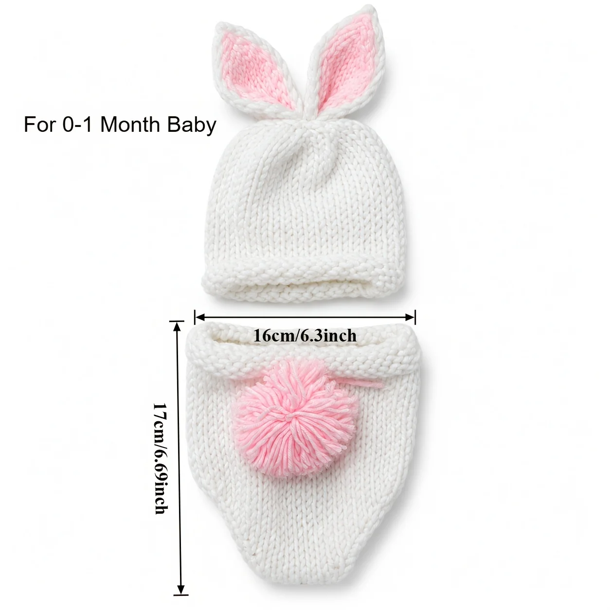 Crochet Newborn Photography Bunny Outfit Set Baby Rabbit Ear Hat And Diaper Cover Soft Knit Infant Photo Props For Boy Girl
