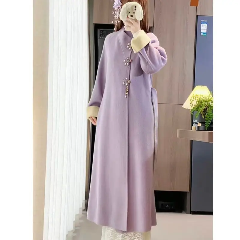 

New Chinese Style Women Warm Woolen Coat, Loose Fitting Autumn and Winter New Women's Clothing