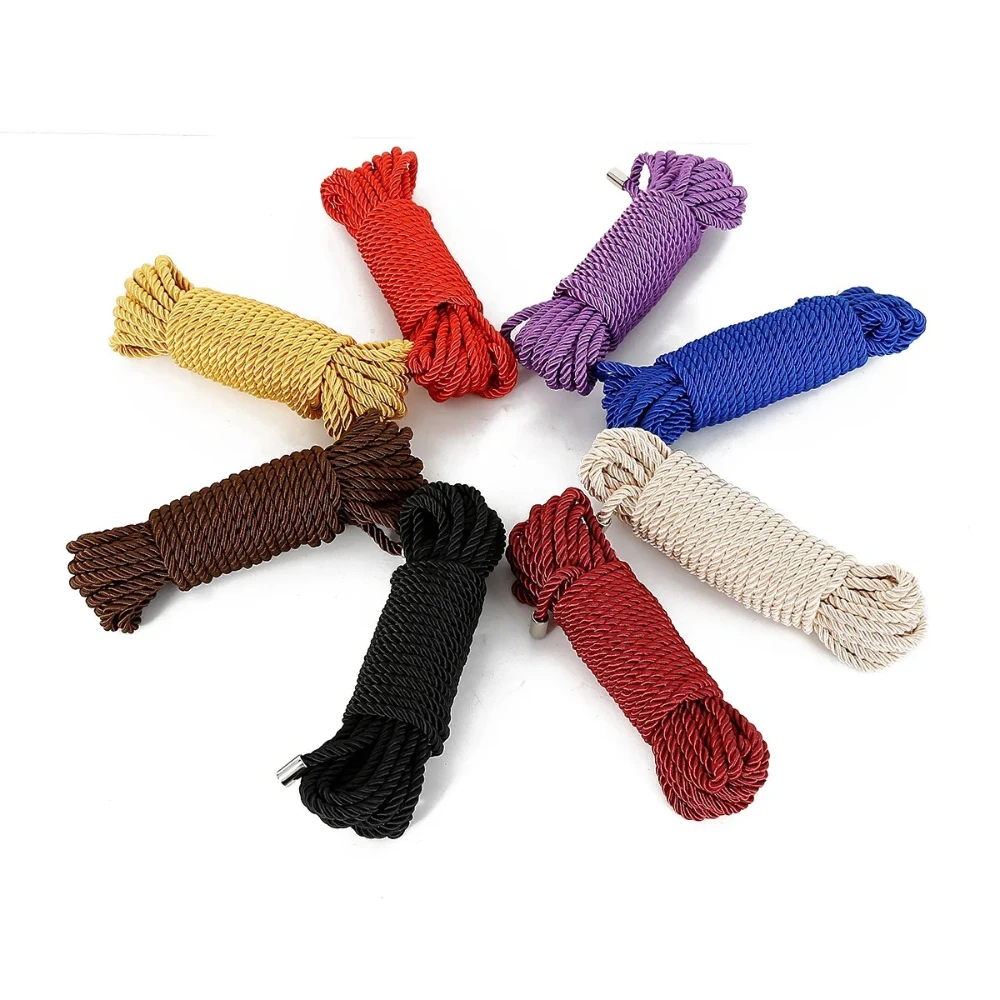 حبل ربط ملون SM لضبط النفس الرومانسي أداة لتدريب الأزواج للتعليق ولها الجنس حبل برأس معدني