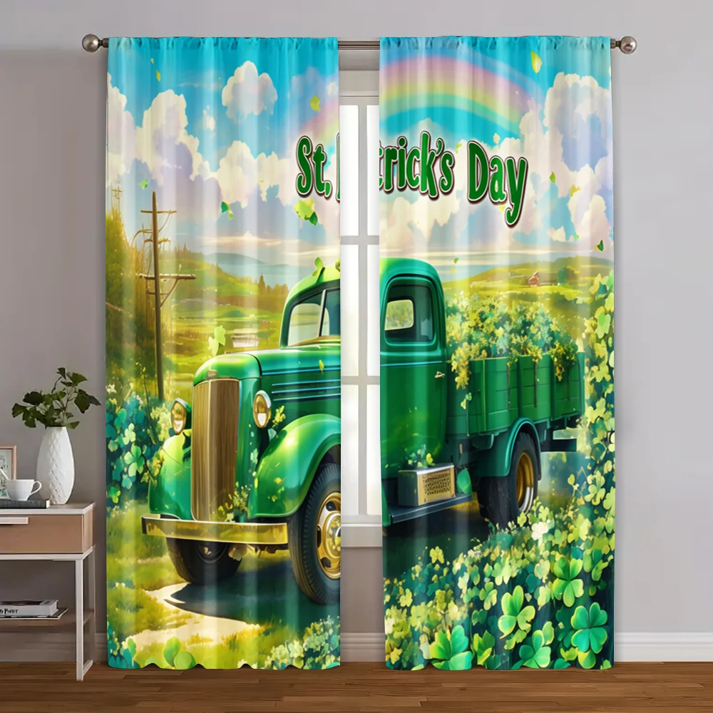 2pcs, Curtains&Window Treatment The story of a rural truck Versatile 100% Polyester (without rod) Gifts Perfect for Bedroom,