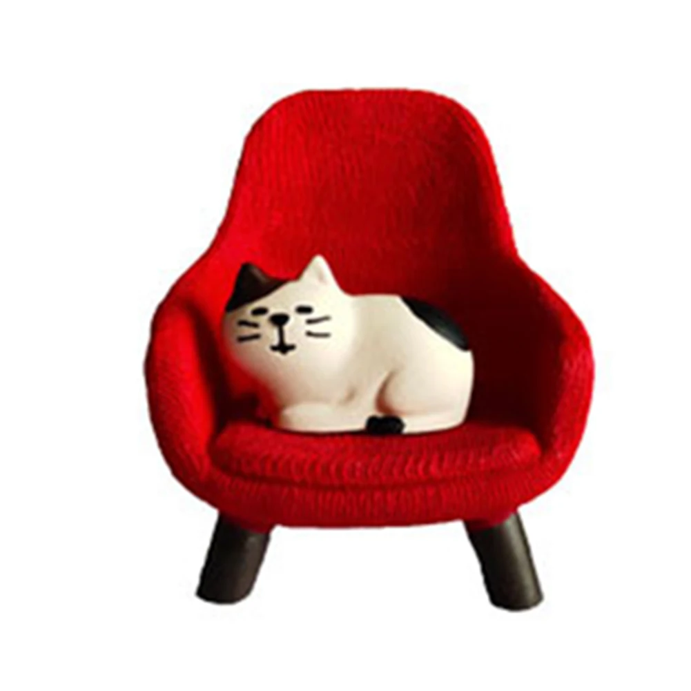 Charming Cartoon Cat Sofa Chair: Unique Resin Doll For Cozy Home Decor! Cartoon Cat Sofa Chair Resin Doll Small Ornaments