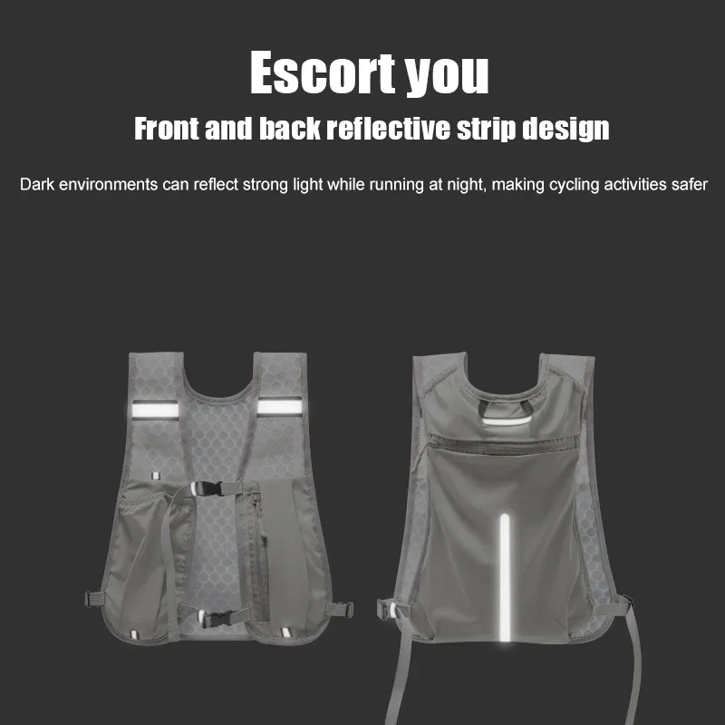 

Running Vest With Multiple Pocket Lightweight Reflective Hydration Backpack Breathable Material Vest For Climbing Hiking Camping