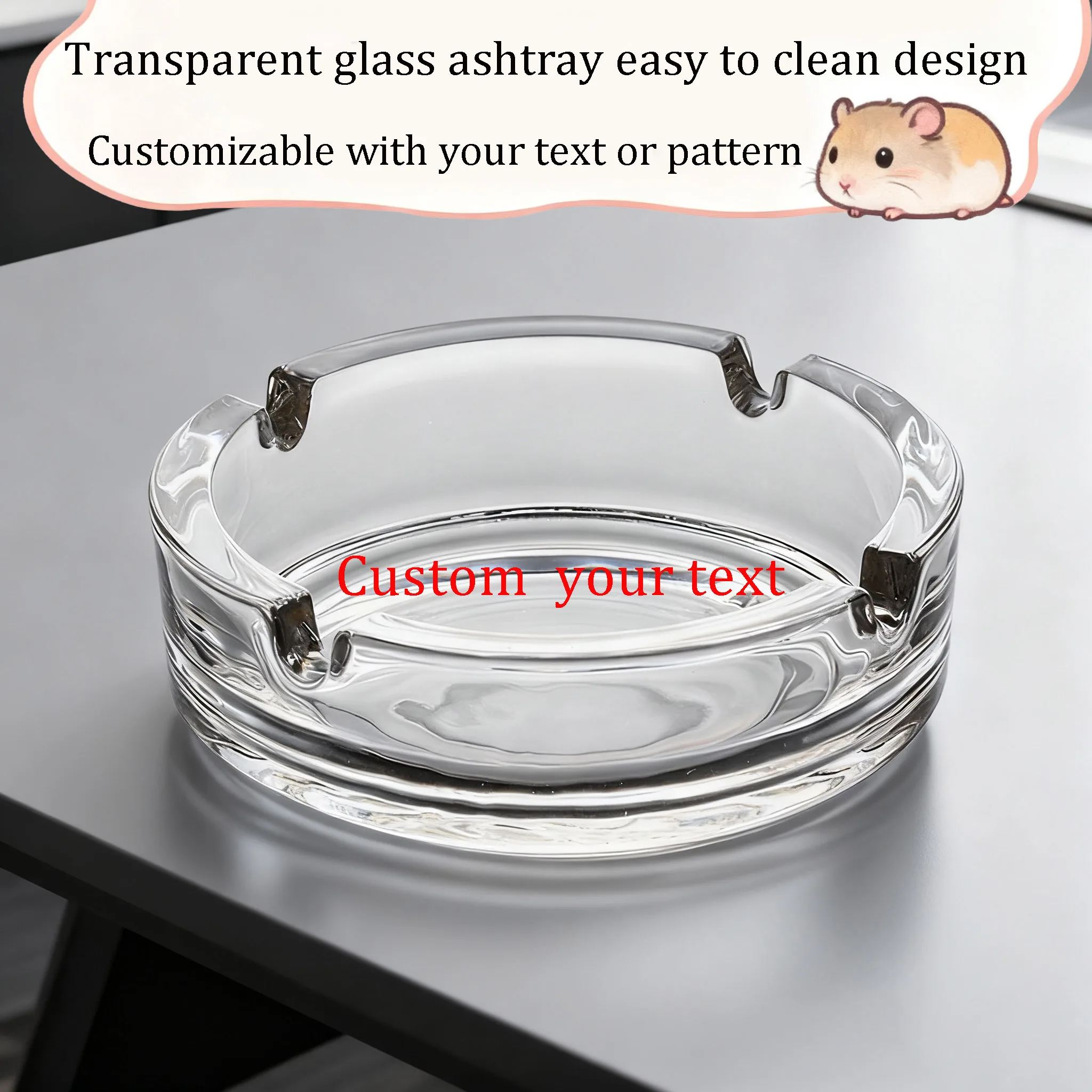 

Customized Personalized Glass Ashtray Stylish Simple Easy to Clean Ashtray Office and Living Room Decoration Smoking Accessories