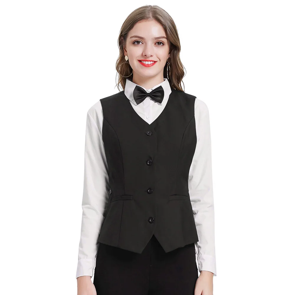 

Casual Outwear Waistcoat Coat Vest Lined Placket Retro Sleeveless Slim V-Neck Vintage Women's Bodycon Handkerchief