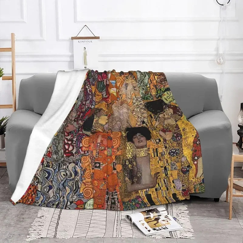 Gustav Klimt Blanket Coral Fleece Plush Decoration Family the Three Ages of Women Super Soft Throw Blanket for Bed Outdoor Quilt