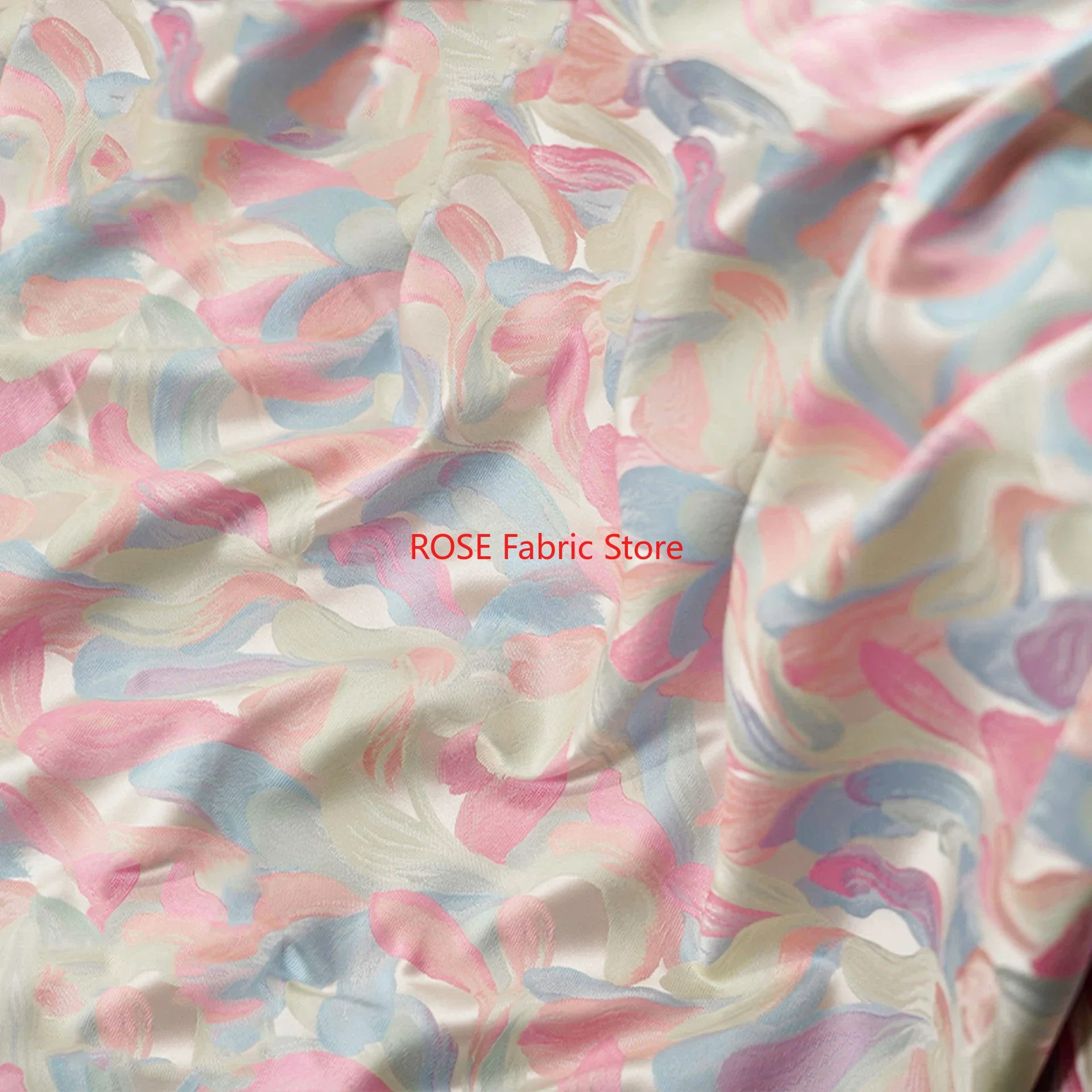 Fresh Oil Painting Style Jacquard Fabric Fashion Dress Bag Curtains Decorative Sewing Fabric