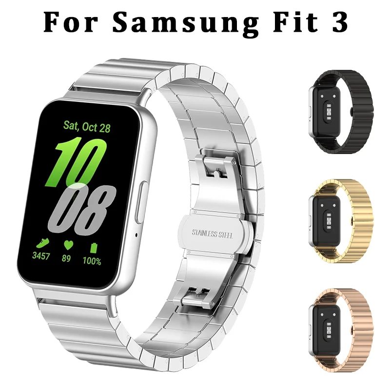 

Stainless Steel Metal Band For Samsung Galaxy Fit3 SM-R390 Replacement Strap For Galaxy Fit 3 Wristband Bracelet Accessories