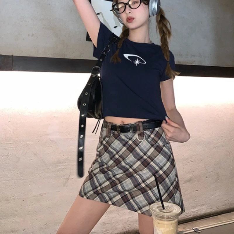 

Female College Style High Waist Packed Hip Hot Girl Slim Plaid Retro Skirt