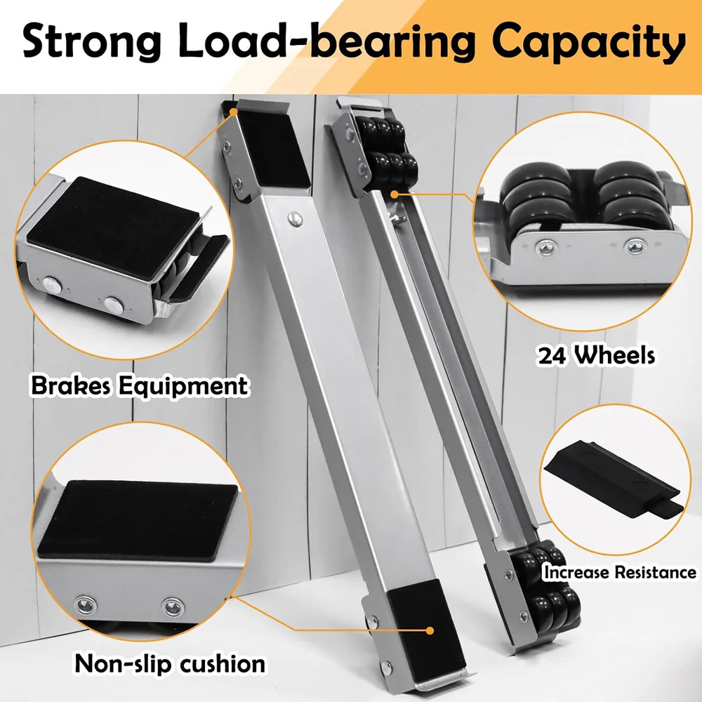 Extendable Furniture Appliances Rollers, Mover Tools for Moving | 24 Roller & Brake Equipment for Heavy Washing Machine