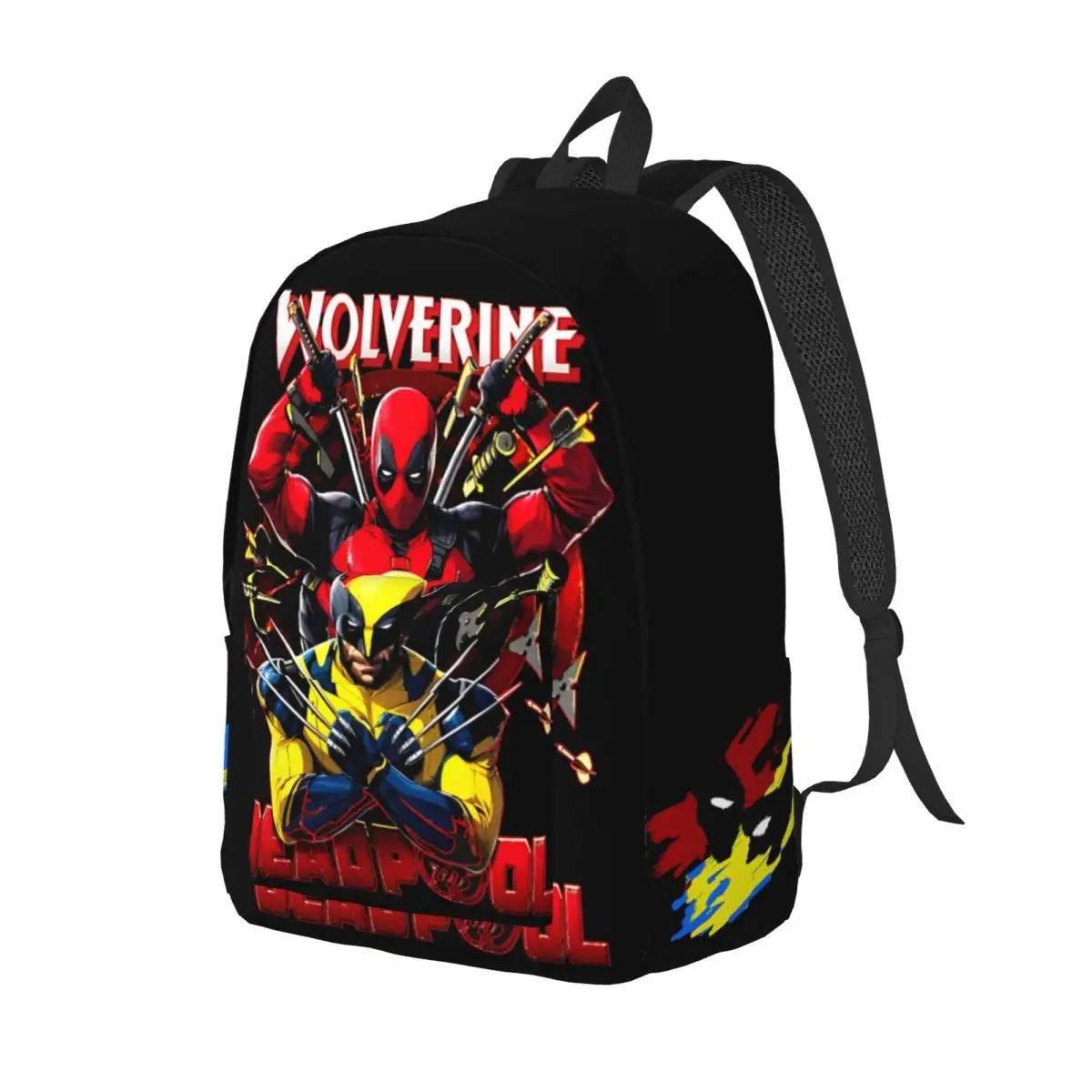 Popular Movies Backpack Deadpool & Wolverine Couple Harajuku Design High School For Gifts Retro Washable Laptop Bag