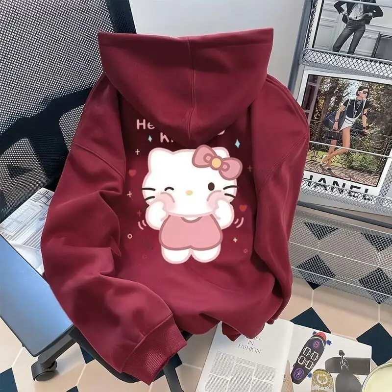 

Sanrio Hello Kitty women's Hoodie Pullover coat tops Cotton Home Loungewear Cute New Spring Autumn Long Sleeve Pants Casual