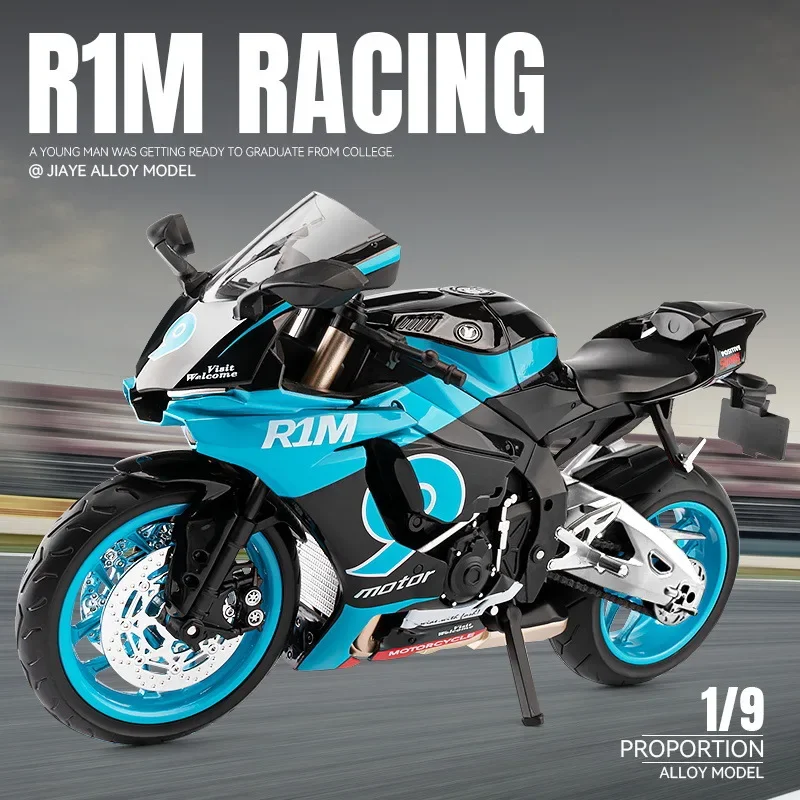 Großes 1:9 R1M Legierung Motorradmodell Simulation Sound und Licht Kinderspielzeugauto Geschenk