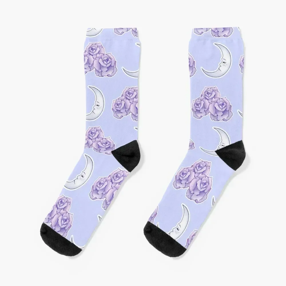 

Moons and blue roses Socks Soccer Stockings designer retro Socks Men's Women's
