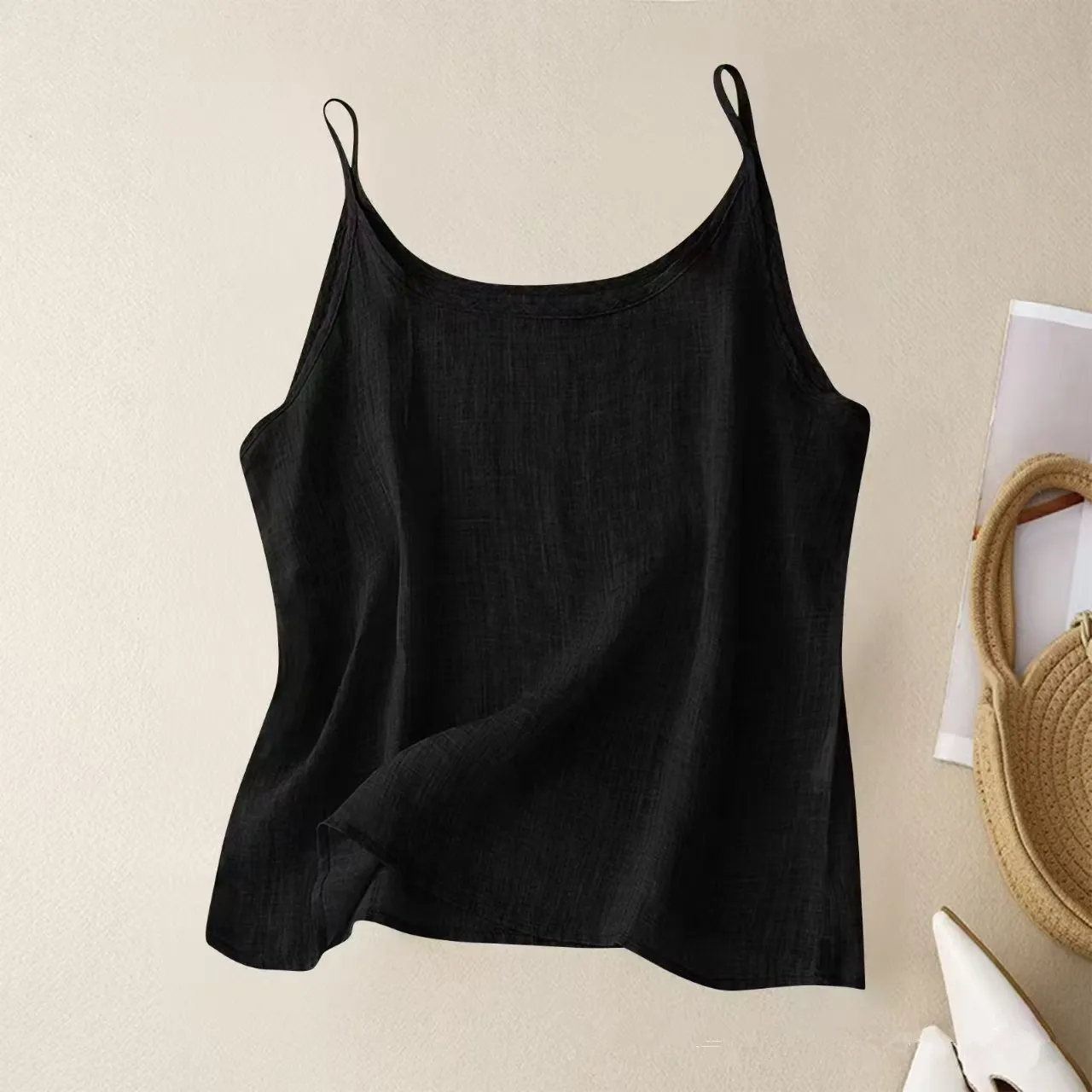トップス HAKUJI Cotton Linen weather camisole Women's Vintage Linen Camisole Summer Top