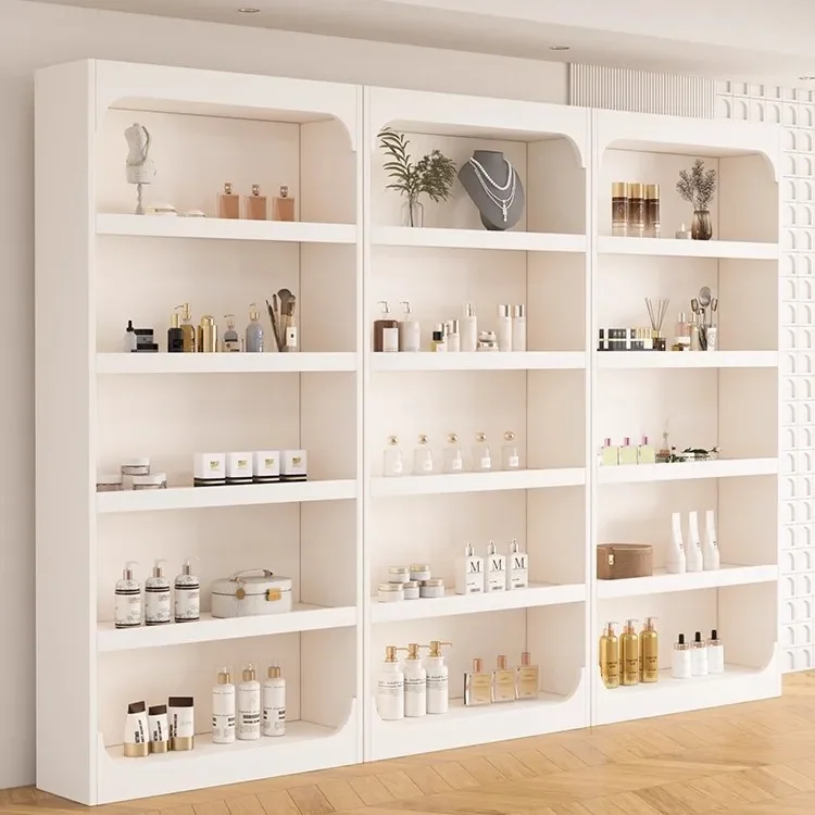 Multi-Layer Display Cabinet for Beauty Salons Cosmetics Nail Art Skin Care Products Glass Door Shelving for Business