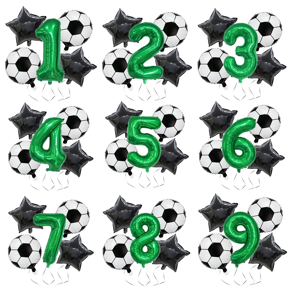 

5pcs Football Balloon 1-9 Birthday Decoration Set Soccer Birthday Party Sports Theme Party Supplies Favors Anniversary Decor