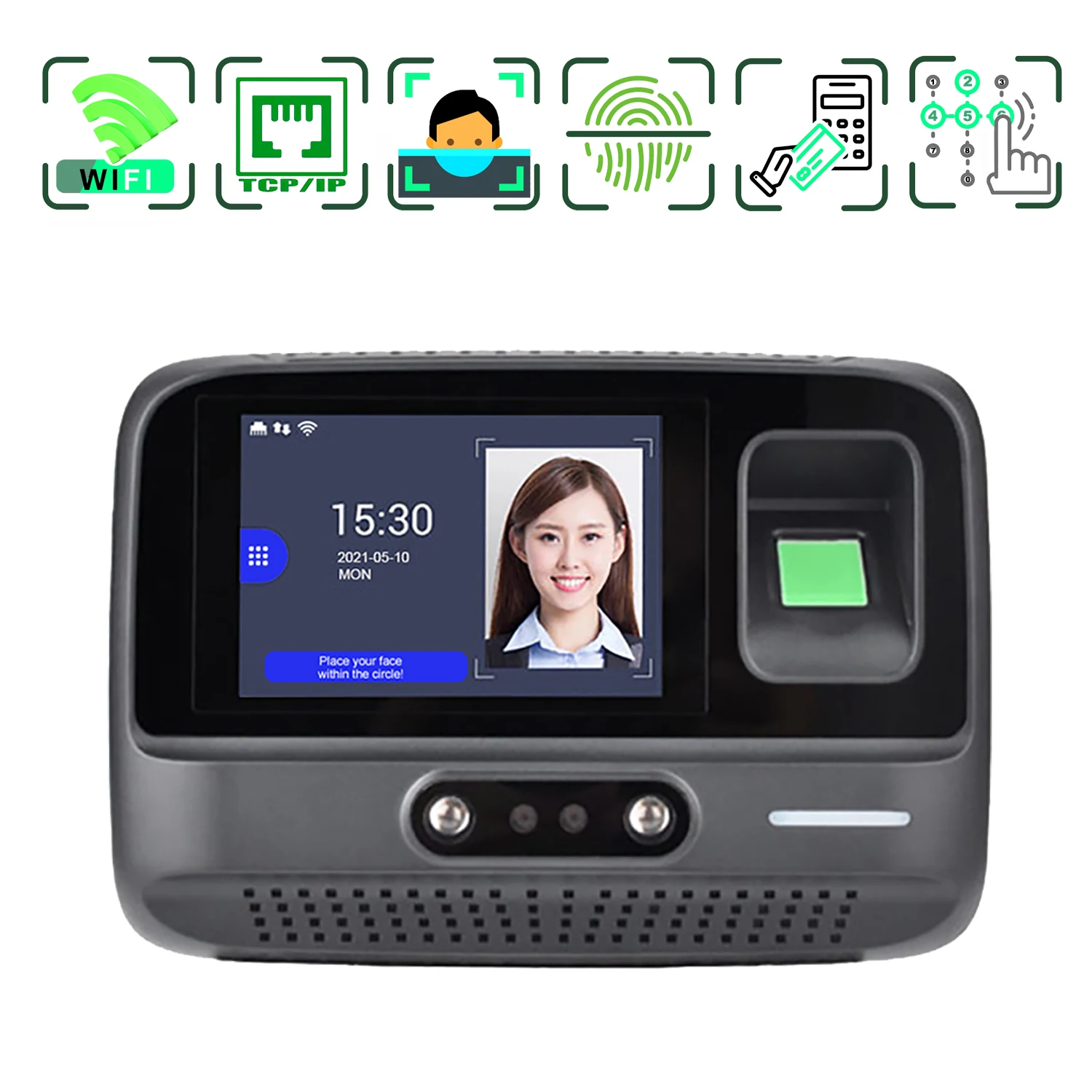 4 Inch Touch Screen WiFi Face Recognition Time Attendance Machine Office Employee Assistant Managment Facial Clock