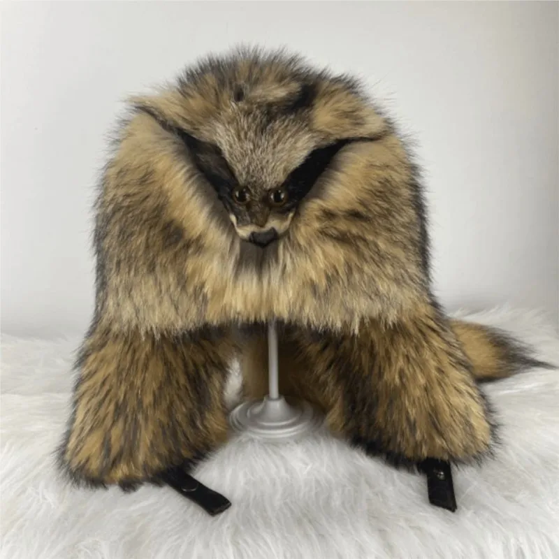 

All-fur hat men's ear-protecting and warm fur leather color