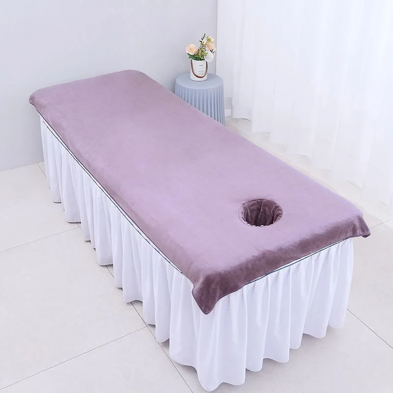 Beauty Bedsheet Cosmetic Salon Sheets Velvet Massage Treatment Bed Sheets SPA Clubhouse Dedicated Breathable Bed Sheet with Hole