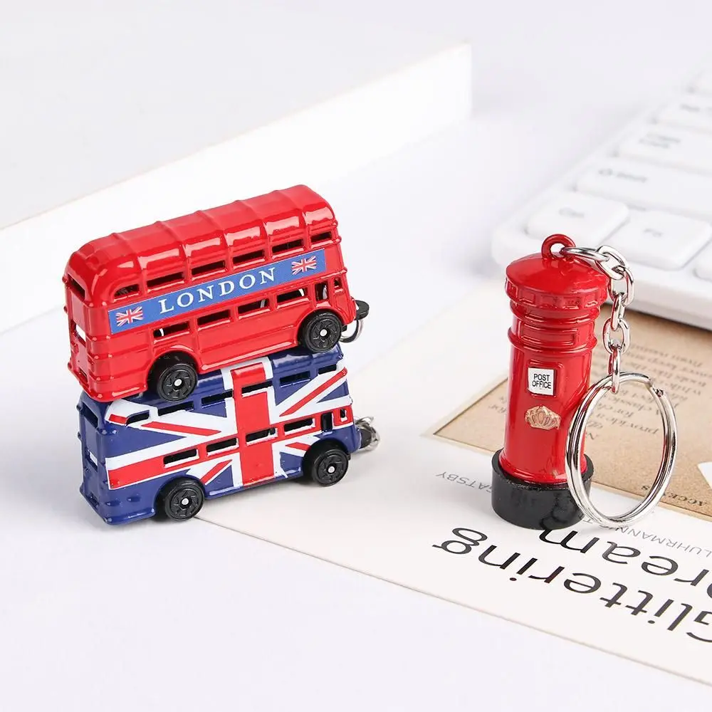 Kids Gift Souvenir Telephone booth Chain Red&Blue London Bus Key Chain Key Ring Jewelry Fashion Accessories