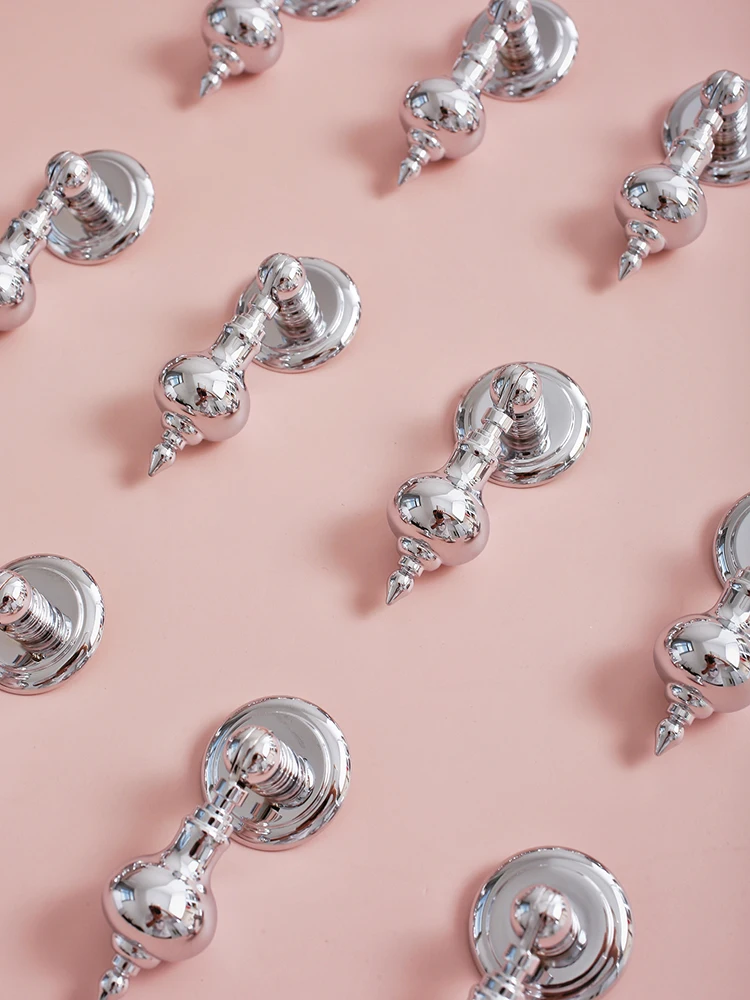 Furniture Shoe Cabinet Drawer Electroplated Silver Solid Brass Pendant Wardrobe Handle Light Cabinet Door Small Handle Knobs