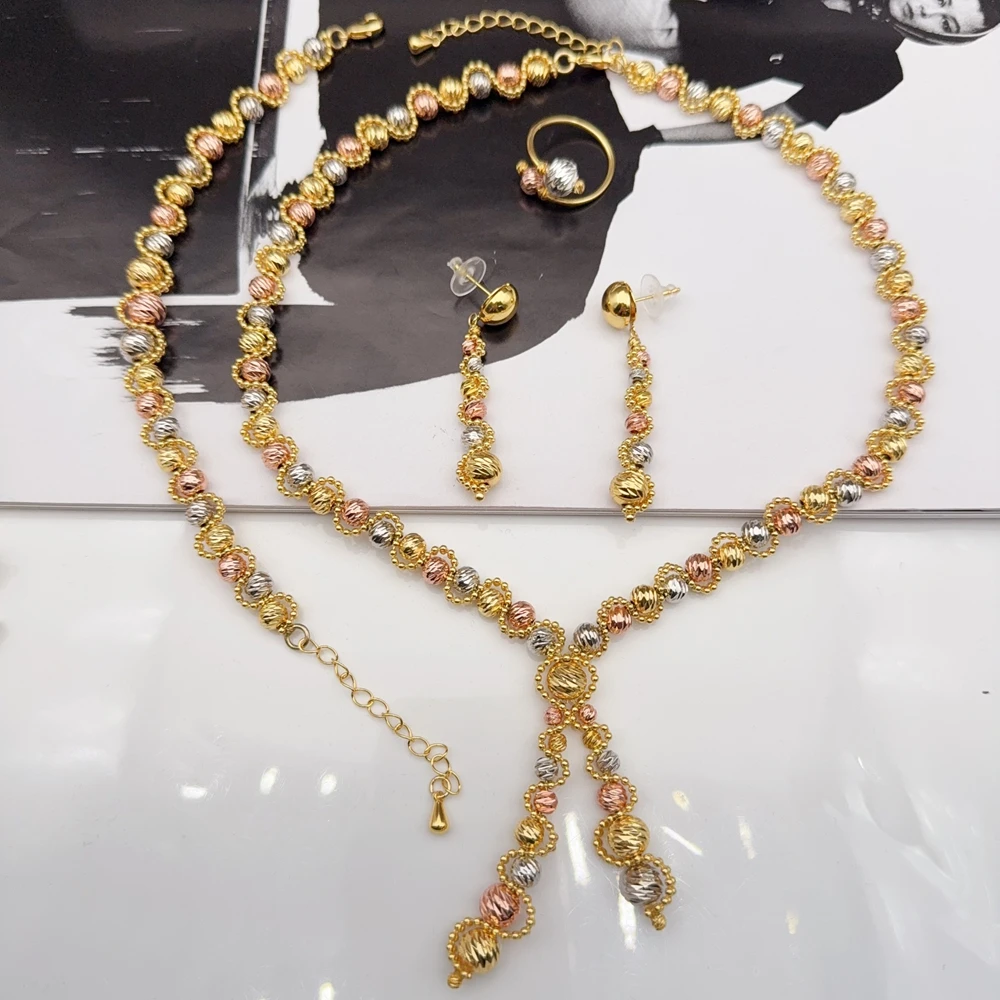 

Yuminglai Beads Jewelry Set For Women Earrings Bracelet Rings Wedding Party Gifts Women's Accessories FHK22395