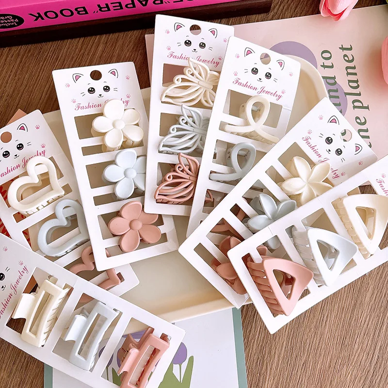 Floral Hair Claw 3 Pack Medium Size Pastel Kids Barrettes for Girls Soft Hold Ponytail Bun School Accessories