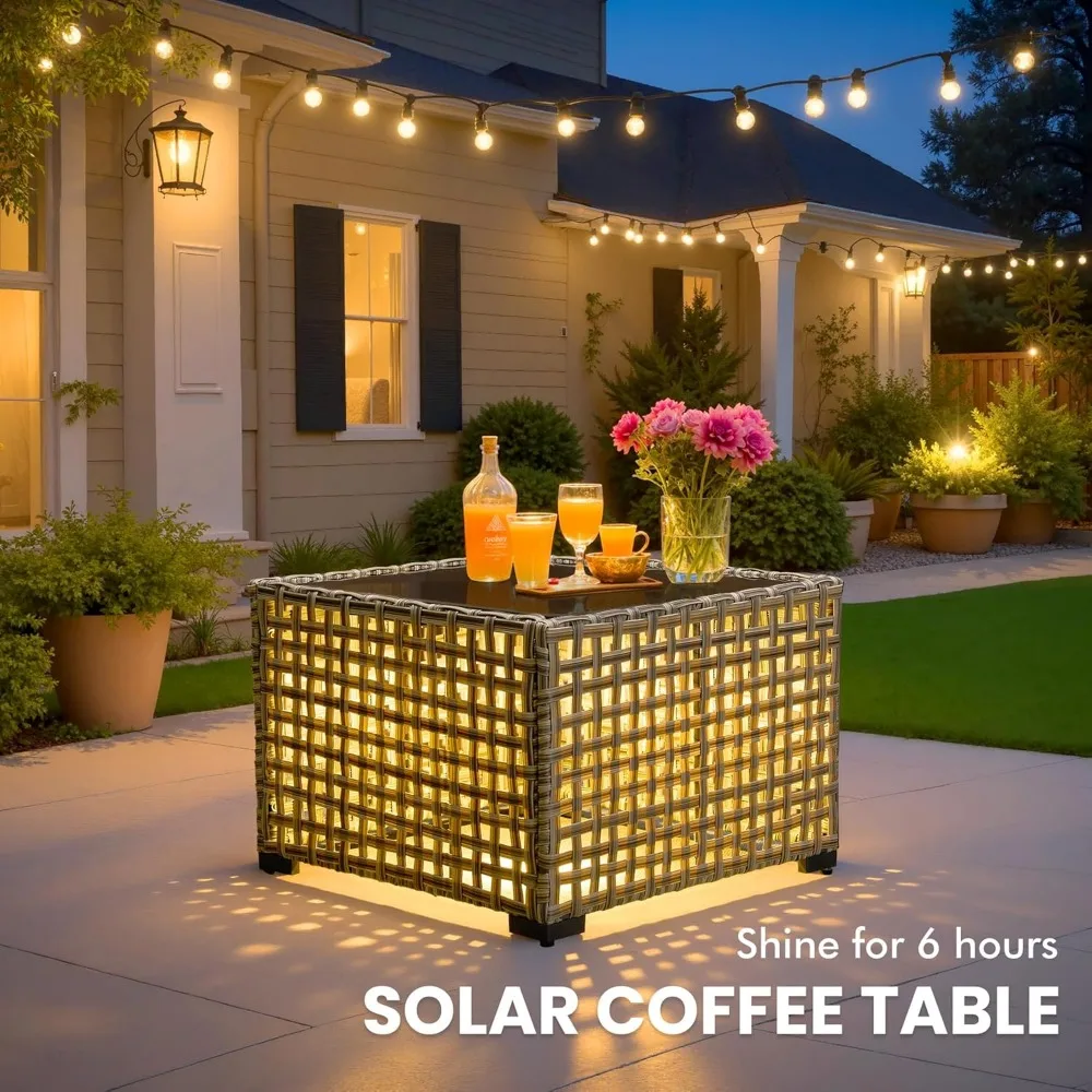 Outdoor Sectional Patio Furniture Set with Fire Pit Table and Swivel Rocking Chairs,11 Pieces Wicker Conversation Sets L Shaped