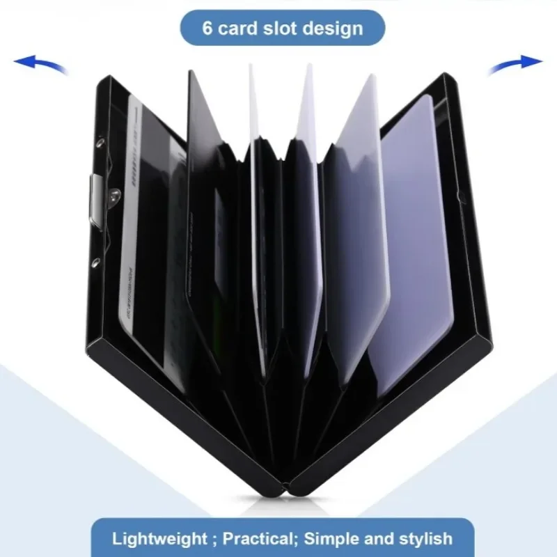 9.5*6.5*1.3cm Metal Card Box Stainless Steel ID Credit Card Holder RFID Blocking Credit Card Case Protector Walletwith 6 Slot