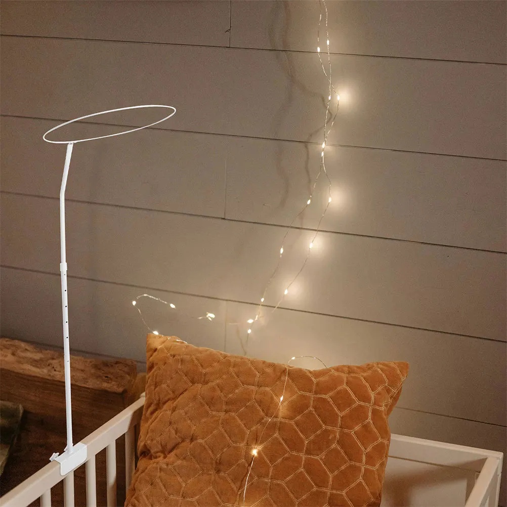 

2Sets Crib Canopy Net Holder Dual Clip Iron Support Bracket Adjustable Mounting Rack Stand Baby Bed Net Accessories