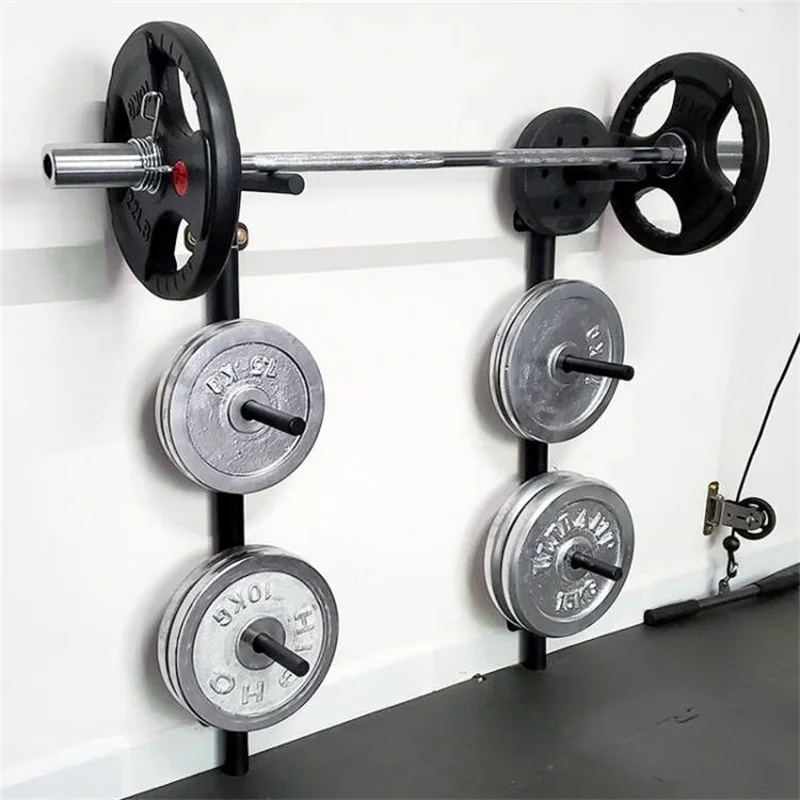 Barbell Plate Rack Stand Weight Bar Holder  Storage Wall Mount Squat Fitness Home Gym Equipment Space Saving