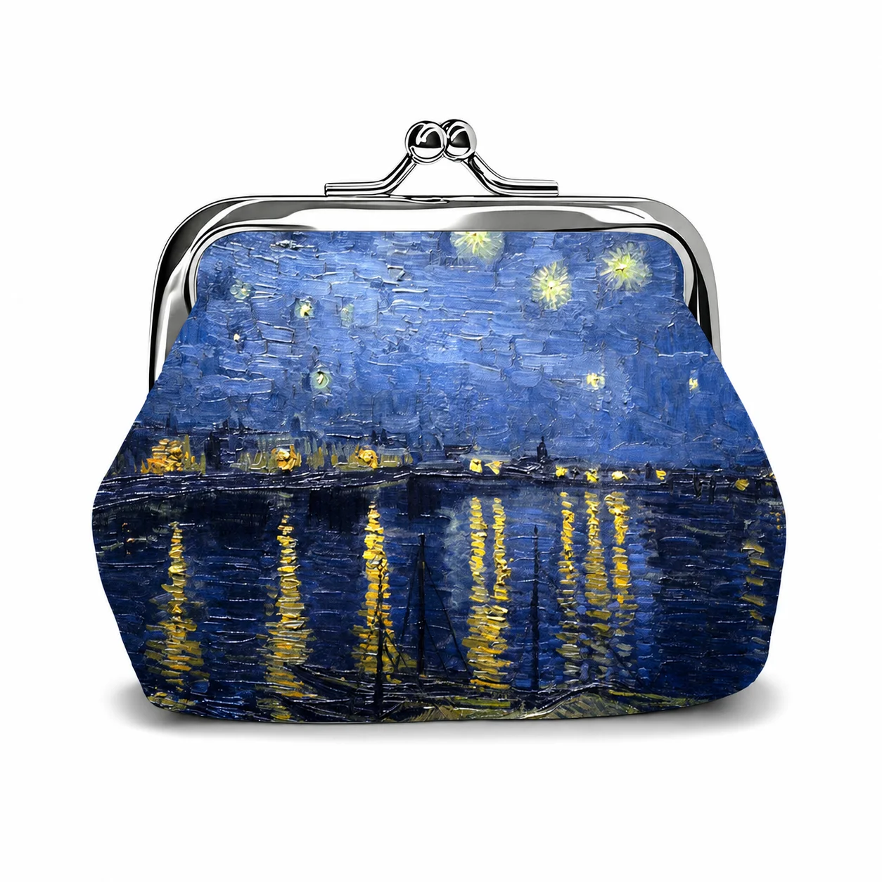 Mini Storage Pouch Unisex Kiss Lock Coin Purse Fabric Metal Clasp Purse Lightweight Printed Coin Purse For Event Daily Use