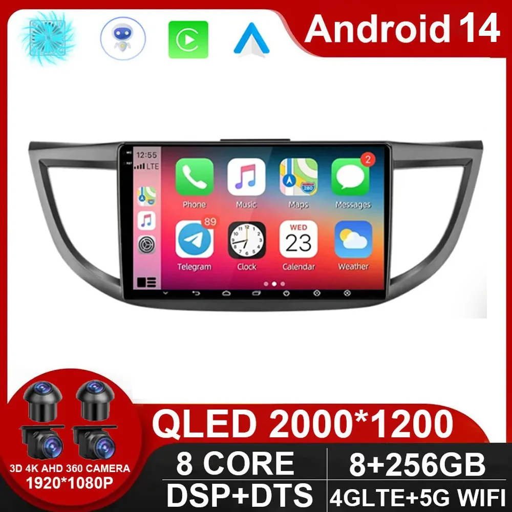 

For Honda CR-V CRV 4 RM RE 2011 - 2018 Car Radio Multimedia Video Player Navigation GPS Android 14 No 2Din 2 Din Dvd