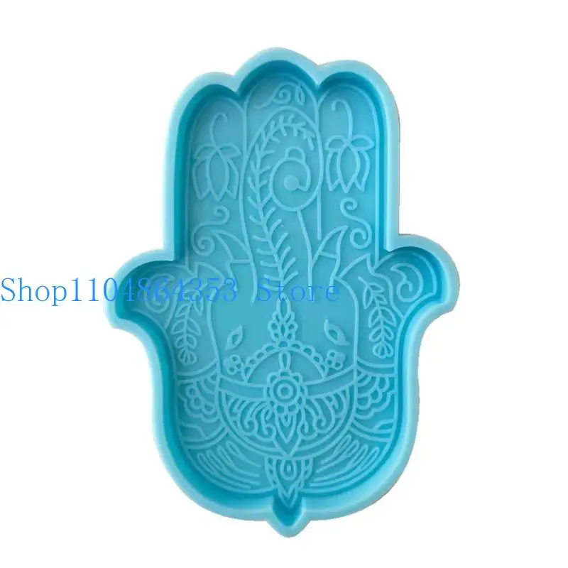 652F Diy Homemade Mold Coffee Khamsah Hamsa Hand for Creative Silicone Mold Fatima Hand Placemat Mold for Diy Craft