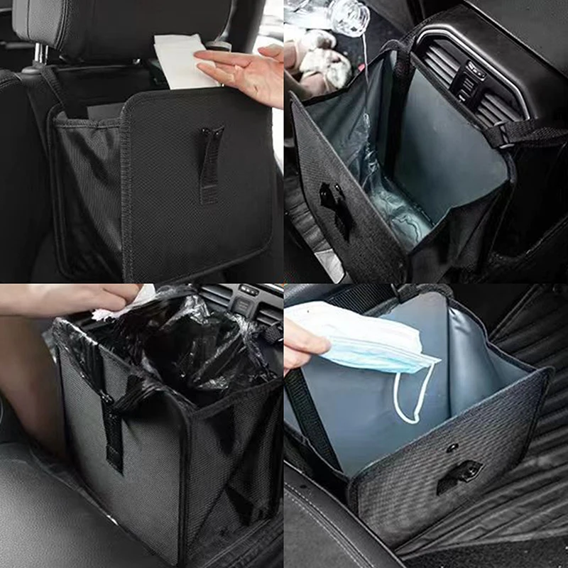 Large Capacity Car Trash Can With Adjustable Strap Waterproof Foldable Car Trash Organizer Bin Hanging Portable Storage Bag