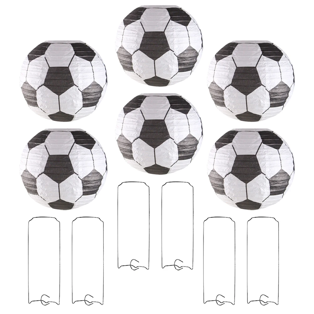 

6pcs Football Paper Lanterns Soccer Shaped Hanging Decoration Ch eliers Metal Craft Festival Party DIY Decorative