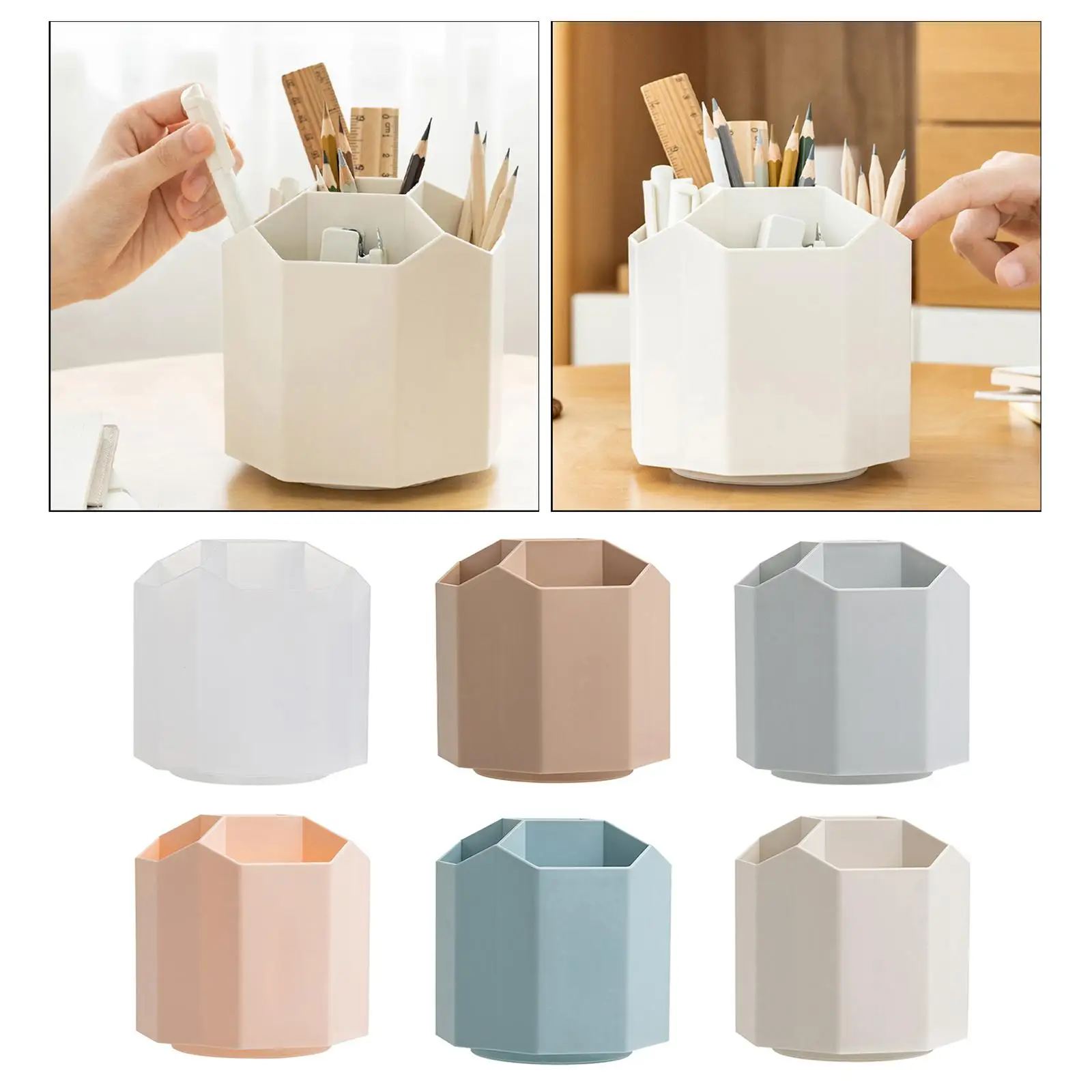 360 Degree Rotary Pencil Holder Multifunction Large Hexagonal Hexmaga Hexmetic Storage Brush Holder Storage Box Organ