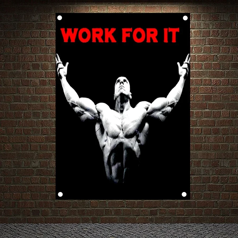 WORK FOR IT Motivational Workout Posters Canvas Painting Wall Hanging Fitness Banners Flags Wall Art Tapestry Gym home Decor e4